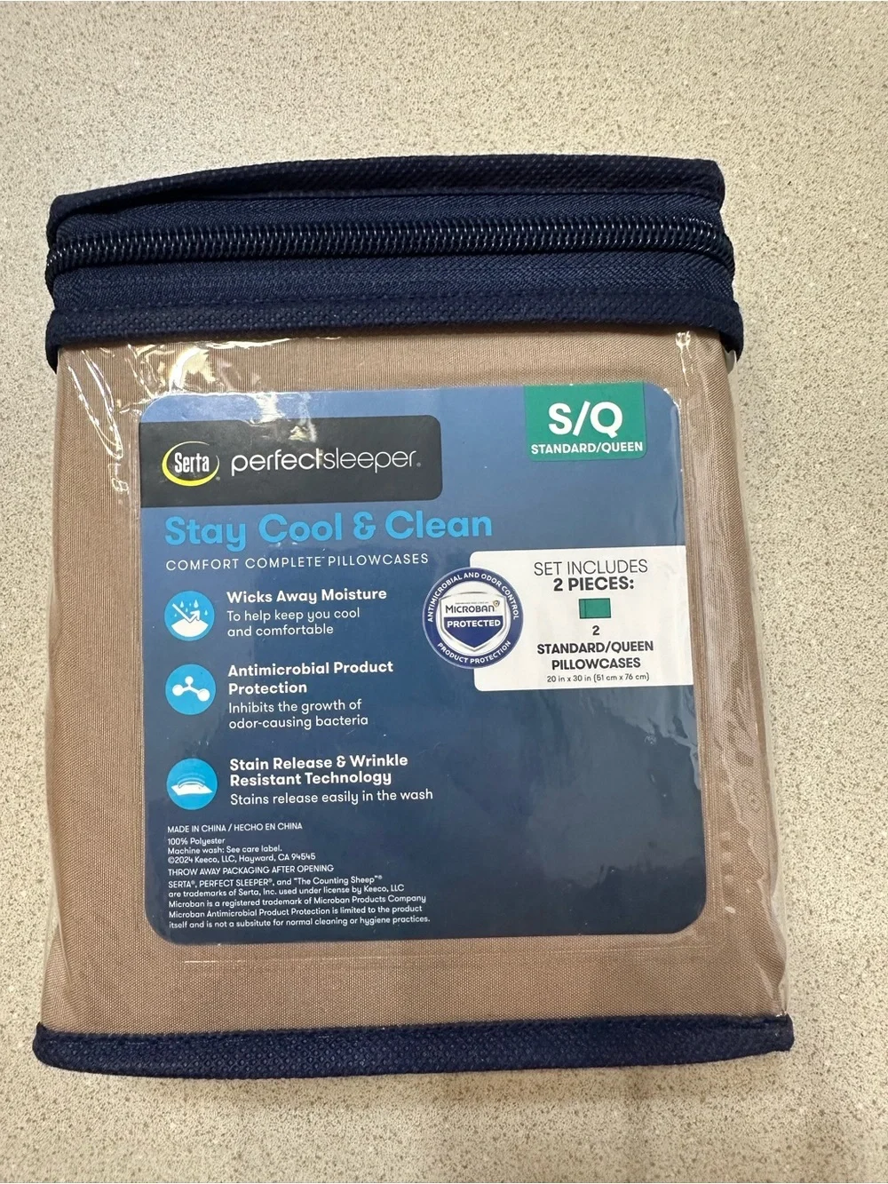 Serta PerfectSleeper Stay Cool & Clean Pillowcases - Taupe